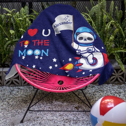 Cute Panda Beer Astronaut on Rocket Ship Kinder Handdoek