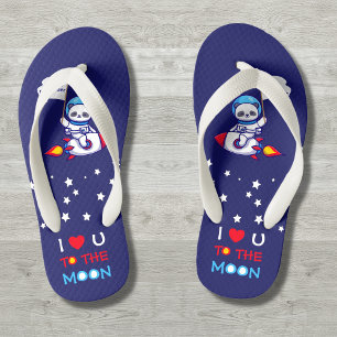 Cute Panda Beer Astronaut on Rocket Ship Kinder Kinder Teenslippers