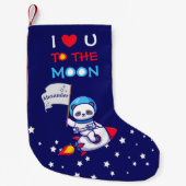 Cute Panda Beer Astronaut on Rocket Ship Kinder Kleine Kerstsok (Voorkant)