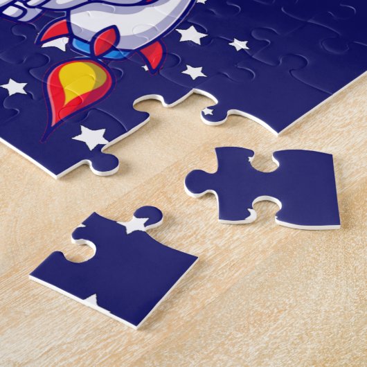 Cute Panda Beer Astronaut on Rocket Ship Kinder Legpuzzel (Zijkant)