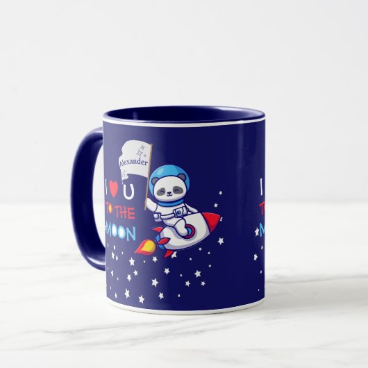 Cute Panda Beer Astronaut on Rocket Ship Kinder Mok (Voorkant links)