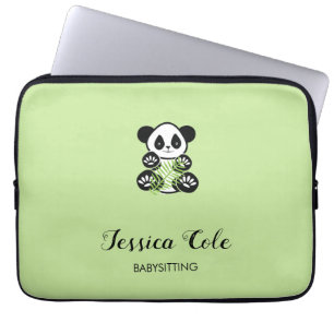 Cute panda beer bleek groen laptop sleeve