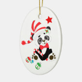 Cute Panda Beer Candy Cane kerst Keramisch Ornament (Links)