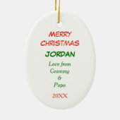 Cute Panda Beer Candy Cane kerst Keramisch Ornament (Achterkant)