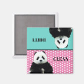 Cute Panda Beer Clean Dirty Blue Roze wasmachine Magneet (Voorkant / Achterkant)