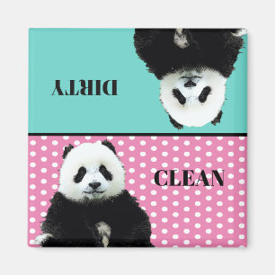 Cute Panda Beer Clean Dirty Blue Roze wasmachine Magneet