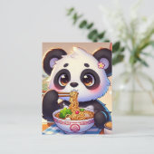 Cute Panda Beer Eating Ramen Briefkaart (Staand voorkant)