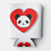 Cute Panda Beer en Red Heart Drawing Blikjeskoeler (Voorkant)