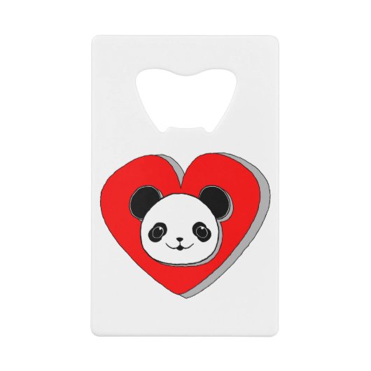 Cute Panda Beer en Red Heart Drawing Kredietkaart Flessenopener (Voorkant)