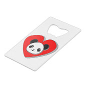 Cute Panda Beer en Red Heart Drawing Kredietkaart Flessenopener (Achterkant Gekanteld)