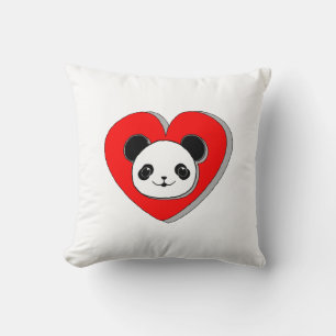 Cute Panda Beer en Red Heart Drawing Kussen