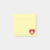 Cute Panda Beer en Red Heart Drawing Lined 3x3 Post-it® Notes (Voorkant)