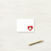 Cute Panda Beer en Red Heart Drawing Post-it® Notes (Op bureau)