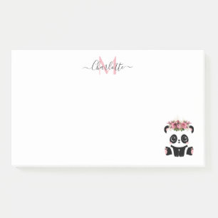 Cute panda beer floral gepersonaliseerd monogram post-it® notes