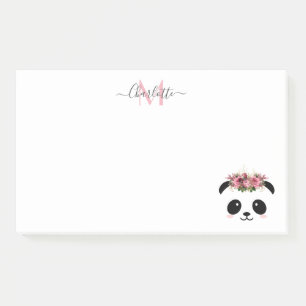 Cute panda beer floral gepersonaliseerd monogram post-it® notes