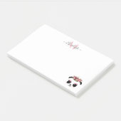 Cute panda beer floral gepersonaliseerd monogram post-it® notes (Schuin)