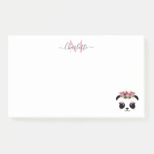 Cute panda beer floral gepersonaliseerd monogram post-it® notes