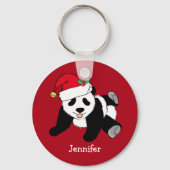Cute Panda Beer Gepersonaliseerd Kinder kerstfeest Sleutelhanger (Achterkant)