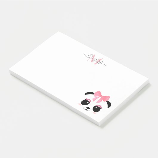 Cute panda beer gepersonaliseerd monogram post-it® notes (Schuin)