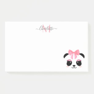 Cute panda beer gepersonaliseerd monogram post-it® notes