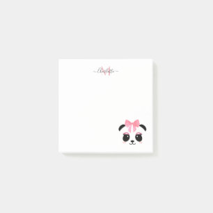 Cute panda beer gepersonaliseerd monogram post-it® notes