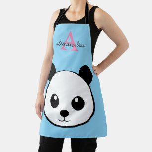 Cute Panda Beer – Gepersonaliseerde Monogram Keuke Schort