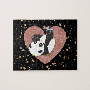 Cute Panda Beer Heart voor Dierenvrienden Legpuzzel