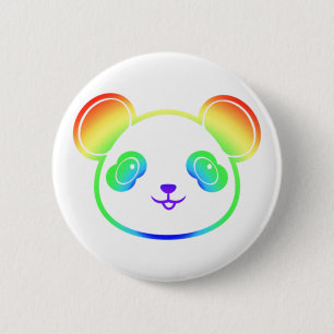 Cute Panda Beer in de kleuren van de regenboog Ronde Button 5,7 Cm