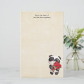 Cute Panda Beer met Rose Bouquet (Staand voorkant)