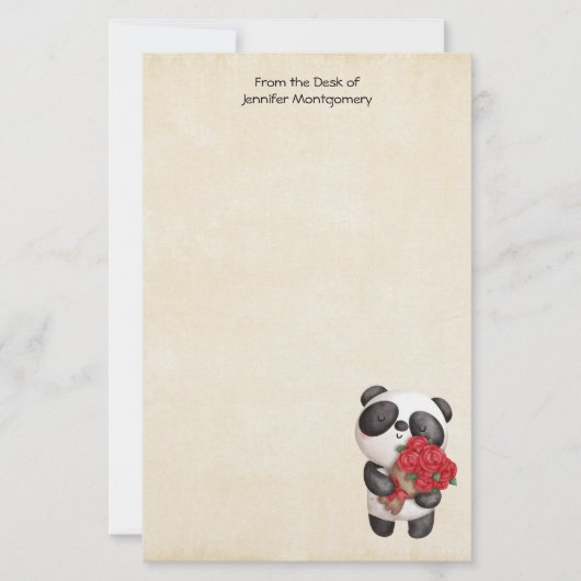 Cute Panda Beer met Rose Bouquet (Voorkant)