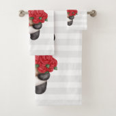 Cute Panda Beer met Rose Bouquet Bad Handdoek (Insitu)