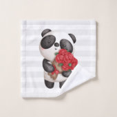 Cute Panda Beer met Rose Bouquet Bad Handdoek (Wasdoekje)