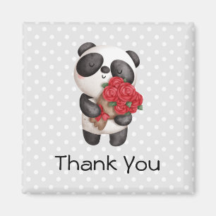 Cute Panda Beer met Rose Bouquet Dank je Magneet