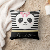 Cute panda-beer met roze lintpijp kussen (Deken)