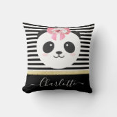 Cute panda-beer met roze lintpijp kussen (Voorkant)