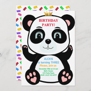 Cute Panda Beer & Multicolored Sweets Invitation Kaart