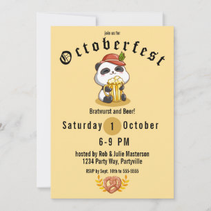 Cute Panda Beer Oktoberfest Uitnodiging