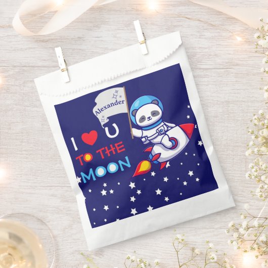 Cute Panda Beer on Rocket Ship Kinder Bedankzakje (Geknipt)