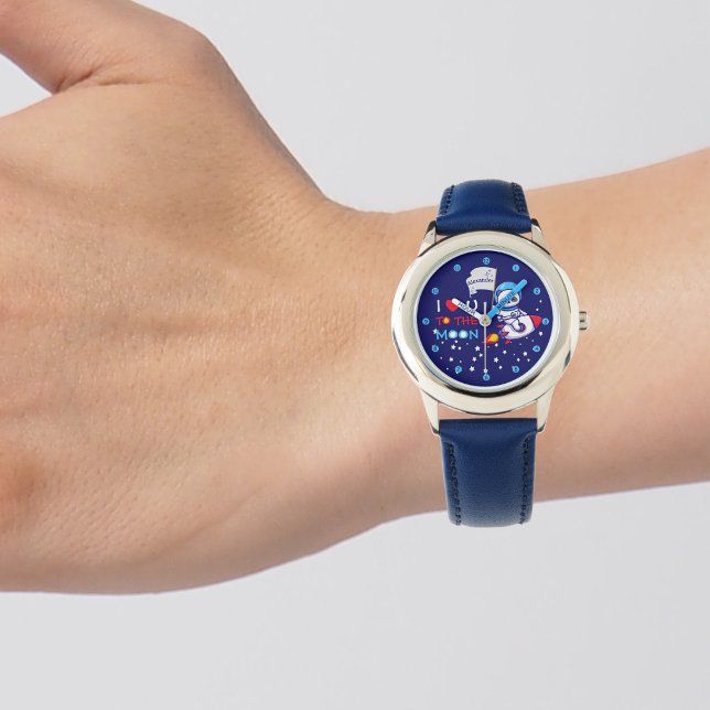 Cute Panda Beer on Rocket Ship Kinder Horloge (Creator heeft geüpload)