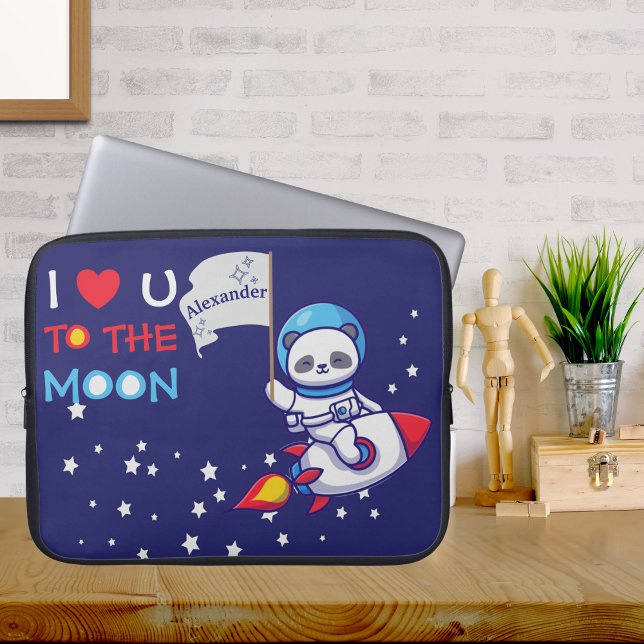 Cute Panda Beer on Rocket Ship Kinder Laptop Sleeve (Creator heeft geüpload)