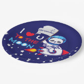 Cute Panda Beer on Rocket Ship Kinder Papieren Bordje (Gekanteld)