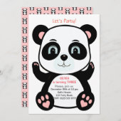 Cute Panda Beer op roze en witte verjaardag Kaart (Voorkant / Achterkant)