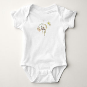 Cute Panda Beer op Swing Floral Name Romper