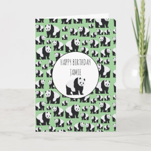 Cute Panda Beer Pattern Birthday Kaart