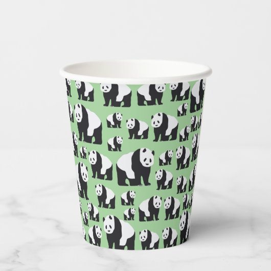 Cute Panda Beer Pattern Papieren Bekers (Achterkant)