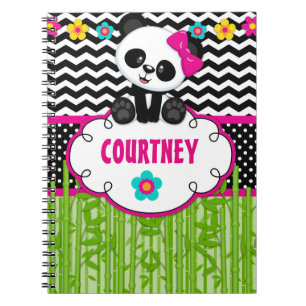 Cute Panda Beer Persoonlijke naam Notebook Journal Notitieboek
