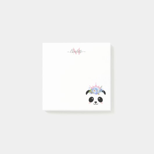 Cute panda beer princess gepersonaliseerd monogram post-it® notes (Voorkant)