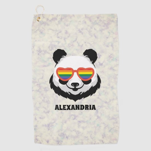 Cute Panda Beer | Regenboog | LGBTQ Golfhanddoek (Voorkant)