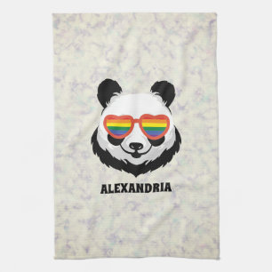 Cute Panda Beer   Regenboog   LGBTQ Theedoek