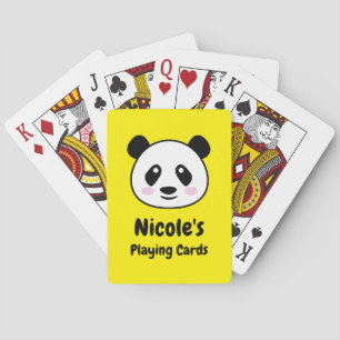 Cute panda beer tekening aangepaste naam kind pokerkaarten